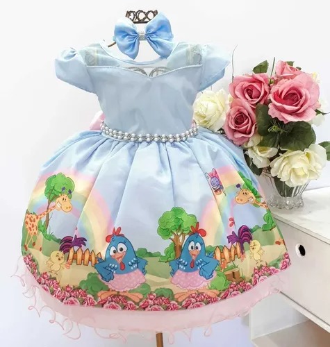 Vestido Azul Galinha Pintadinha