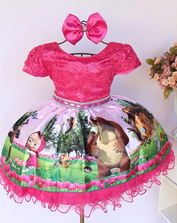 Vestido Pink Renda Masha e o Urso