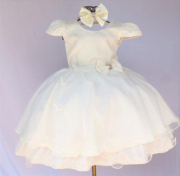 Vestido Creme Borboleta