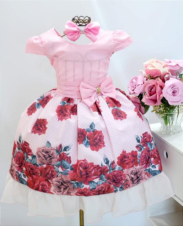 Vestido Floral Rosa Jeito de Menina