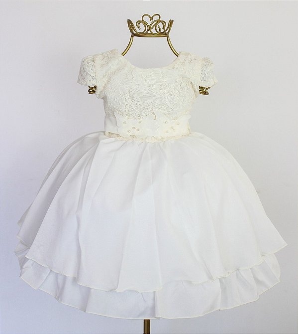 Vestido Creme Borboleta Jeito de Menina