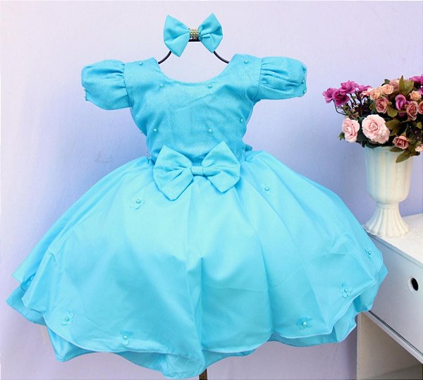 Vestido Azul Florzinhas