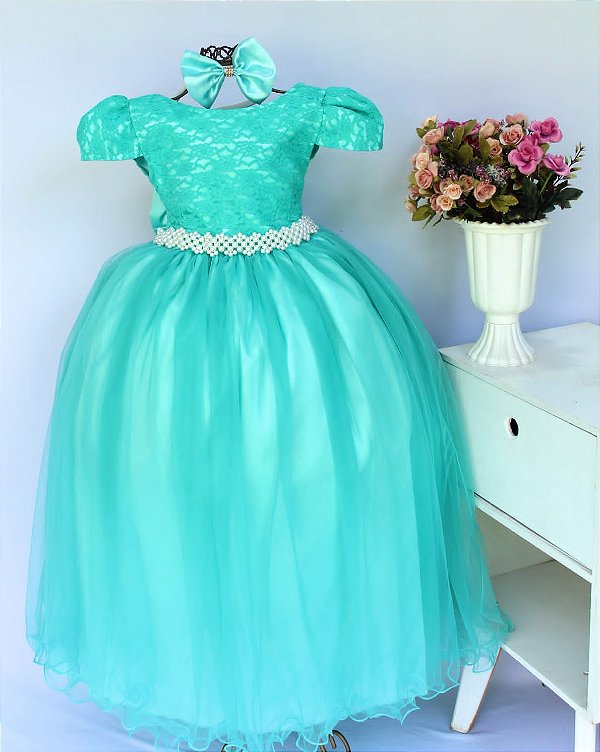 Vestido Verde Água Longo