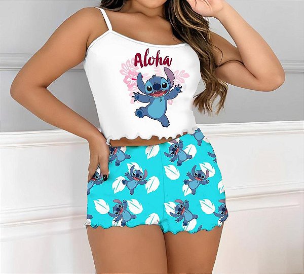 Pijama Menina Infantil Shorts Stitch - Pingo de Gente Baby Kids