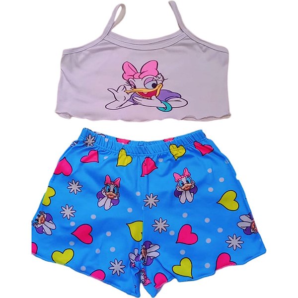 Pijama Infantil Menina Shorts Temático Margarida