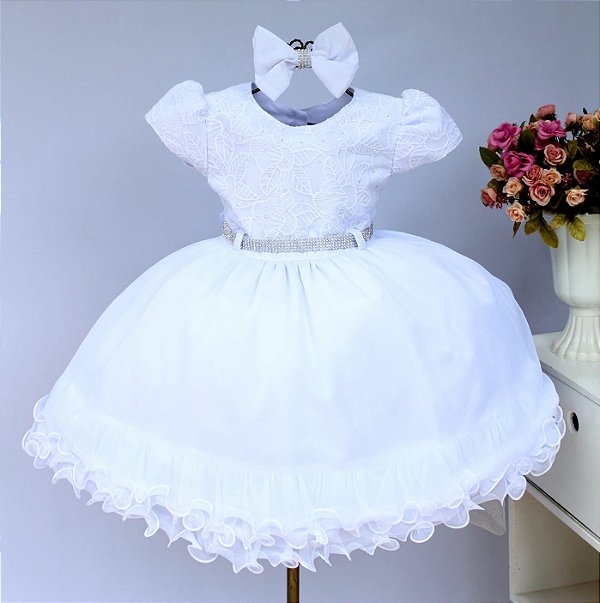 Vestido Branco Peito Renda