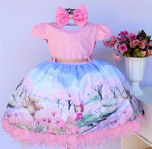 Vestido Masha e o Urso Menina Bonita