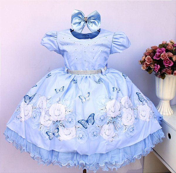 Vestido Floral Azul Menina Bonita