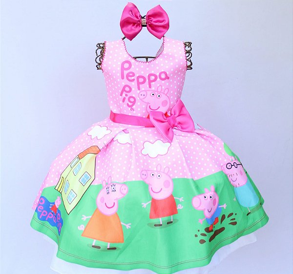 Vestido Infantil Peppa Pig Dia a Dia - Pingo de Gente Baby Kids
