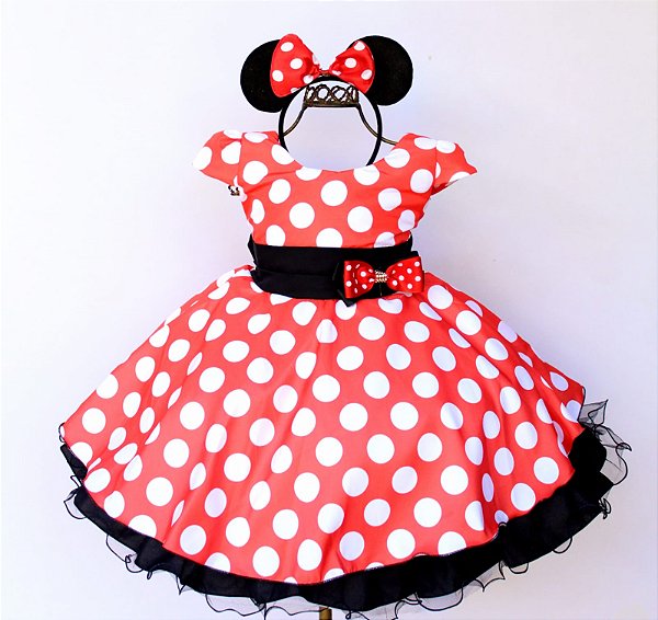 Vestido minnie vermelho e preto sales