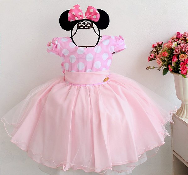 Vestido Minnie Rosa Poá