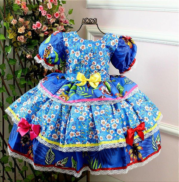 Vestido Festa Junina Floral.