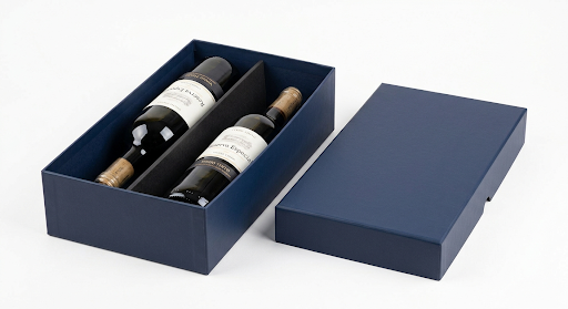 Caixa Cartonada Para 02 Garrafas 750 ml Azul Marinho