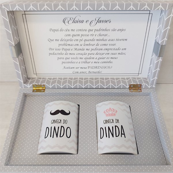Caixa convite para padrinhos – canecas personalizadas