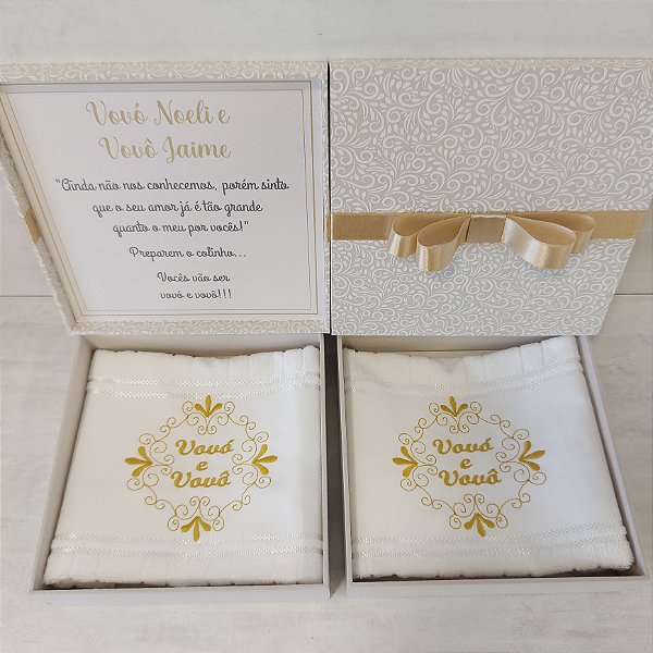 Caixa revelação de gravidez – Toalha bordada