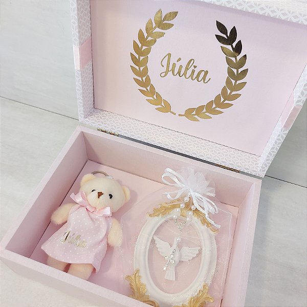 Caixa convite para padrinhos – Moldura e chaveiro ursinho