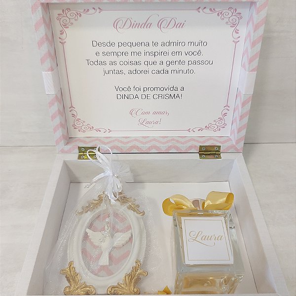 Caixa convite para padrinhos de crisma – Moldura e aromatizador