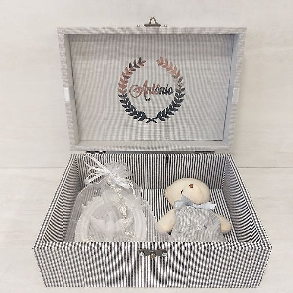 Caixa convite para padrinhos – moldura e chaveiro ursinho