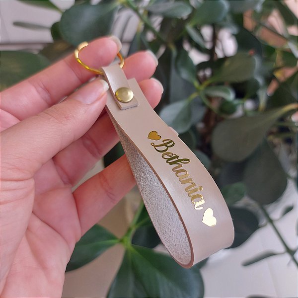 10 chaveiros em corino personalizados