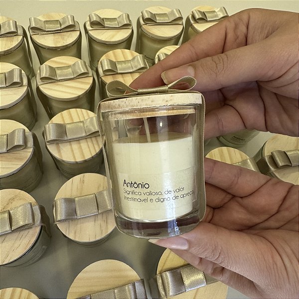 Kit 10 velas aromáticas em vidro cilíndrico e tampa em pinus