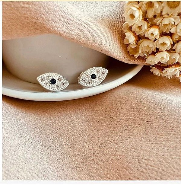 Brinco Hamsa - Prata - Antialérgico