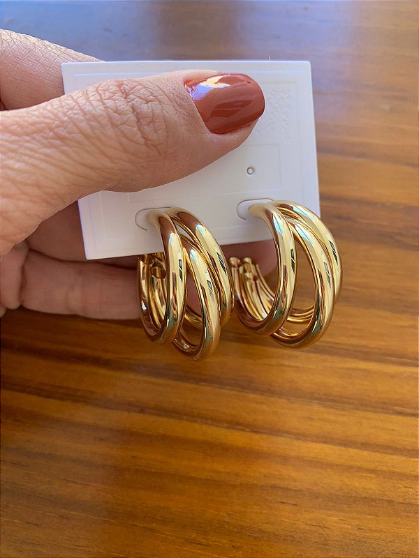 Argola trio dourado G