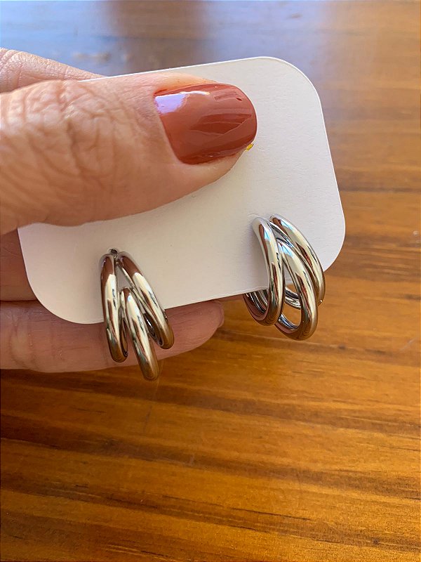 Argola prata 3 argolas