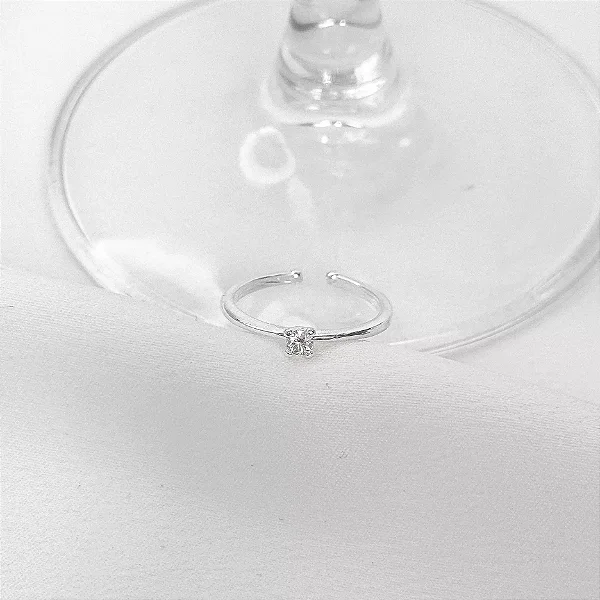 Anel Solitário Cristal - Regulável