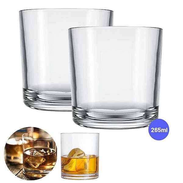 Jogo de Copos Nadir Bar Whisky 265ml Em Vidro com 2 peças