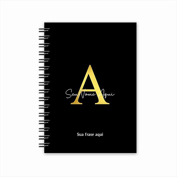 Caderno Inicial - Preto com Ouro - Personalize