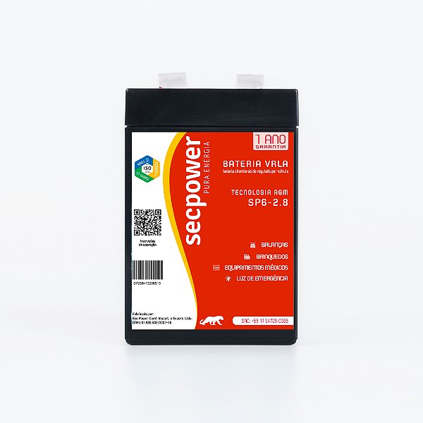 BATERIAL SELADA 6V 2,8ah SECPOWER - VRLA AGM