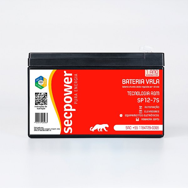 BATERIA SELADA 12V 7ahS SECPOWER - VRLA AGM