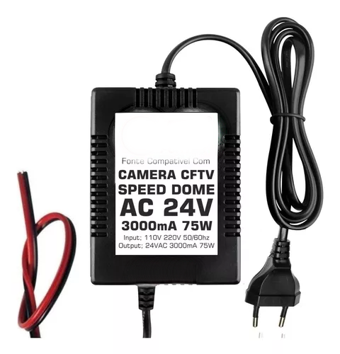 Fonte Ac 24v 3a 75w Para Câmera Speed Dome Cftv