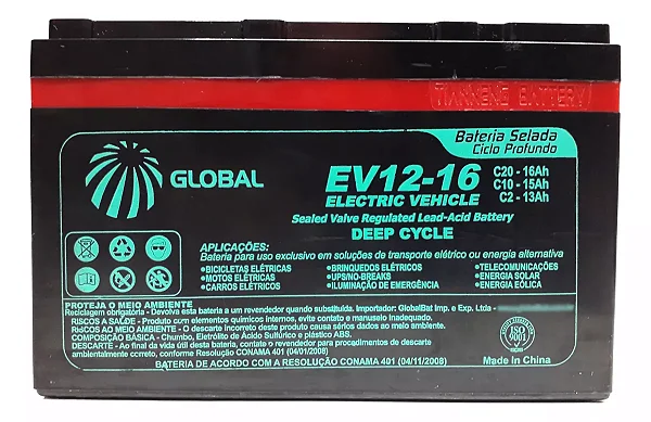 BATERIA SELADA 12V 16AH GLOBAL DC - EV12-16