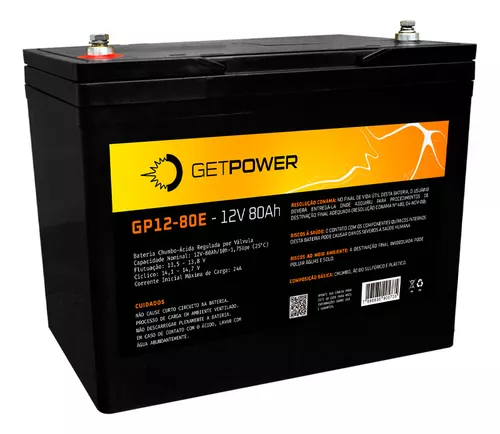 BATERIA SELADA 12V 80ah GETPOWER - VRLA AGM