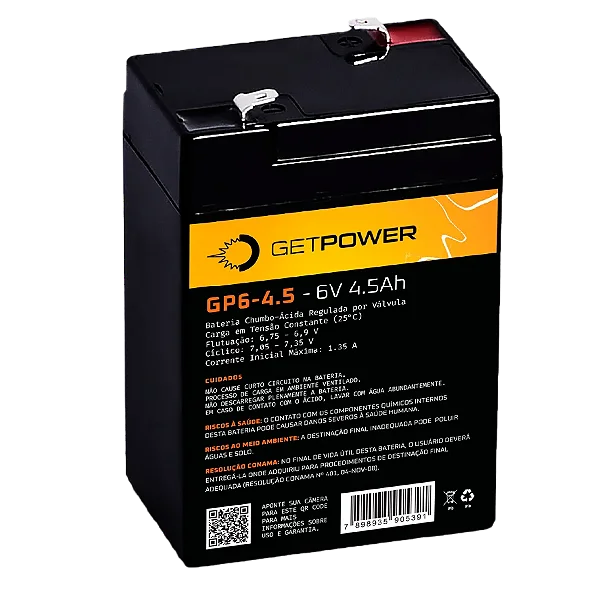 BATERIA SELADA 6V 4,5ah GETPOWER - VRLA AGM