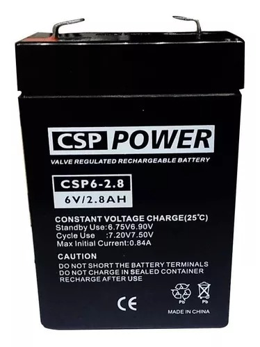 BATERIA SELADA 6V 2,8ah CSP POWER - VRLA AGM