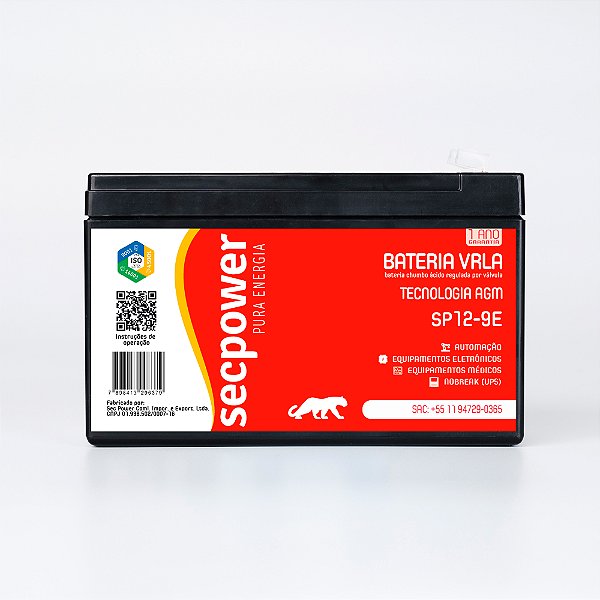 Bateria Selada VRLA 12V 9Ah Secpower – SP12-9E