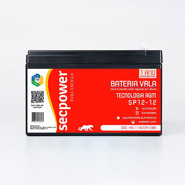 BATERIA SELADA 12V 12AH SECPOWER - VRLA AGM
