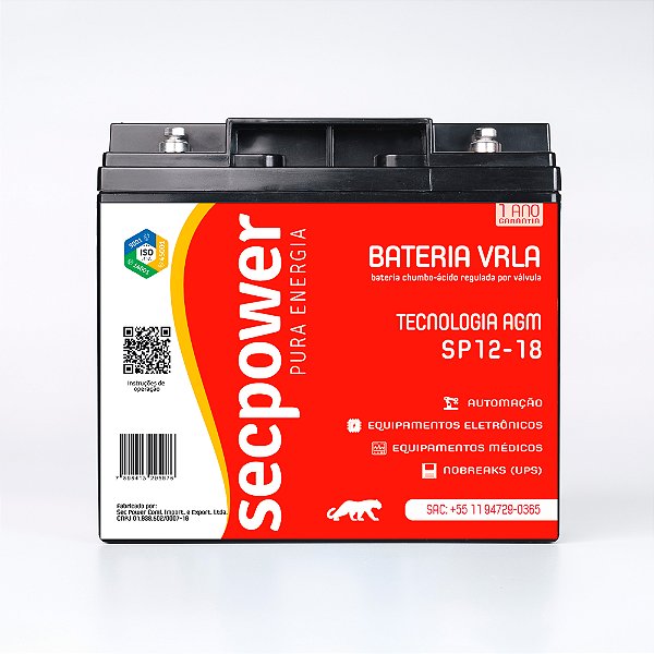 BATERIA SELADA 12V 18AH SECPOWER - VRLA AGM
