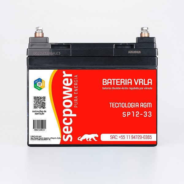 BATERIA SELADA 12V 33AH SECPOWER - VRLA AGM
