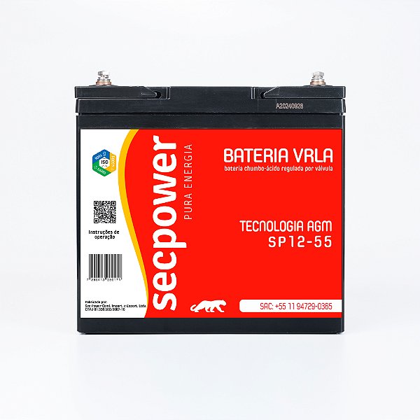 BATERIA SELADA 12V 55AH SECPOWER - VRLA AGM