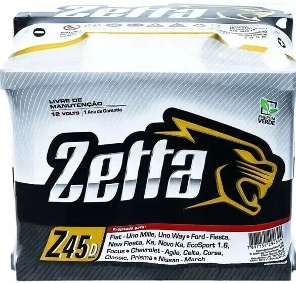 Bateria Automotiva Zetta Z45D 45Ah 12V – Original Fabricada pela Moura
