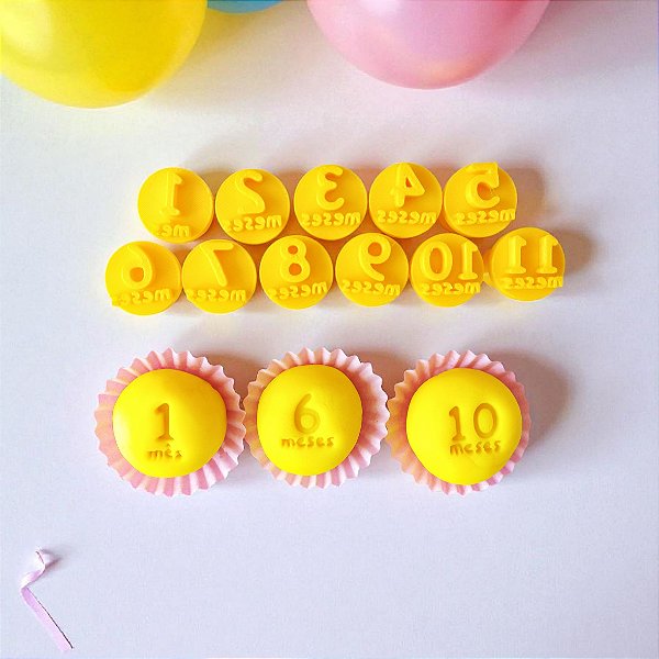 Carimbo para Doces e Brigadeiro | Kit Mêsversário | 1 mês a 11 meses