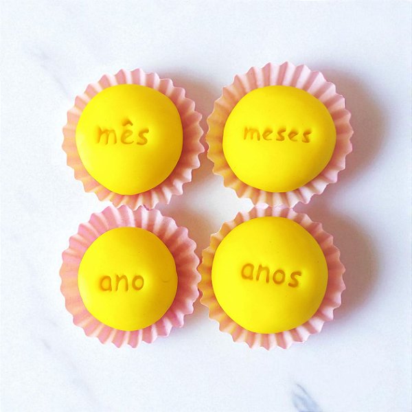 Kit Carimbos Brigadeiros e Docinhos Molde Festa Confeitaria | Datas - Ano - Anos - Mês - Meses | 4 peças