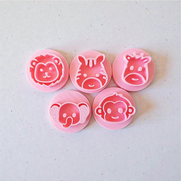 Carimbo para Doces e Brigadeiro | Kit Safari | Leão, Girafa, Macaco, Zebra e Elefante