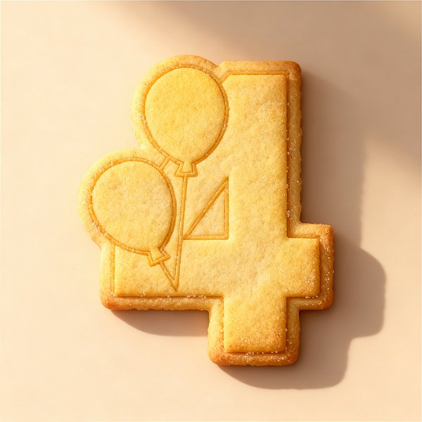 Cortador e Marcador para Biscoito, Pasta Americana, Bolacha, Massa | Números | Número 4 com balões