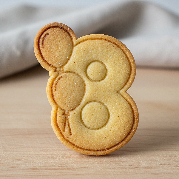 Cortador e Marcador para Biscoito, Pasta Americana, Bolacha, Massa | Números | Número 8 com balões