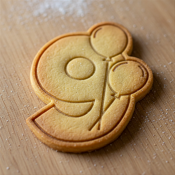 Cortador e Marcador para Biscoito, Pasta Americana, Bolacha, Massa | Números | Número 9 com balões