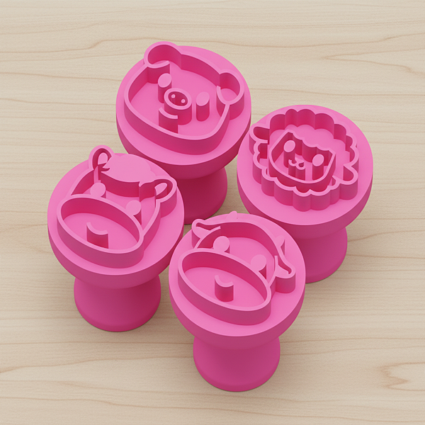 Kit 4 Carimbos para Doces e Brigadeiro | Kit Fazendinha | Cavalo, Porco, Vaca e Ovelha